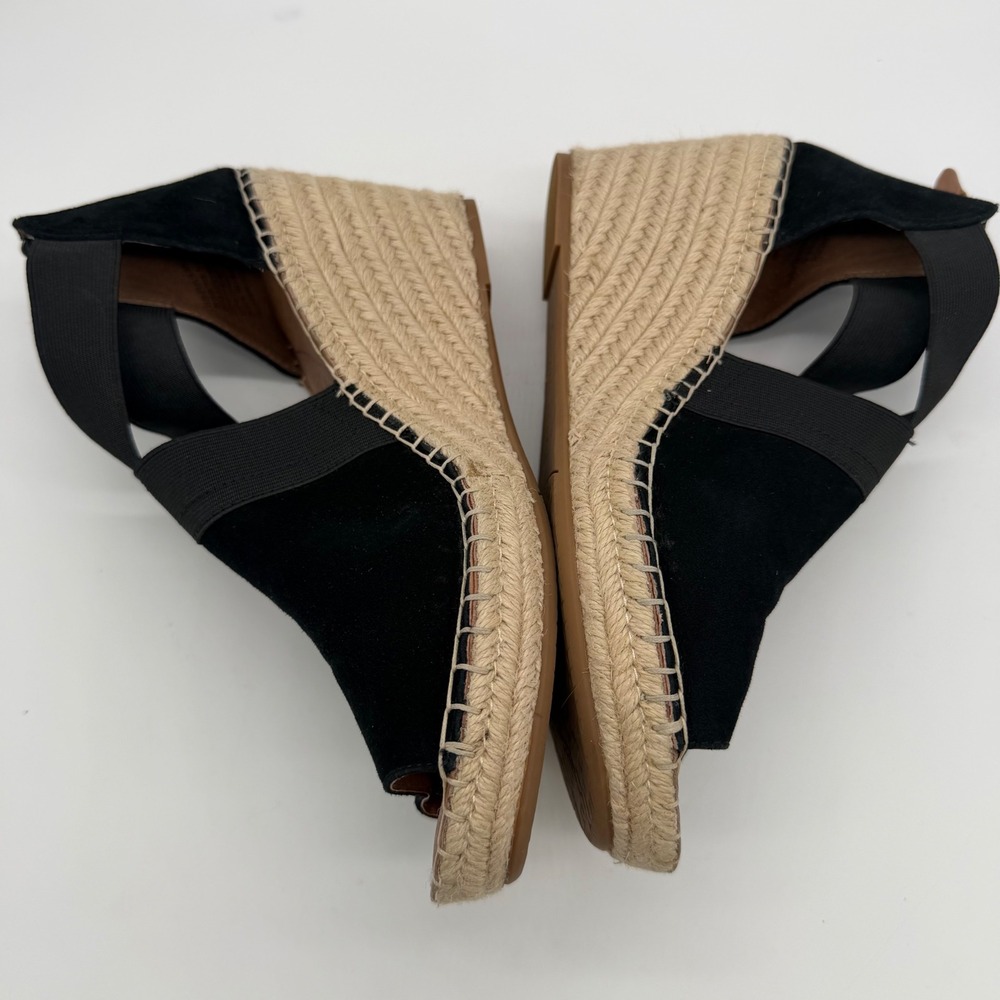Gentle Souls Kenneth Cole Colleen Cross Elastic Black Suede Wedge Sandals 8M - Picture 5 of 8